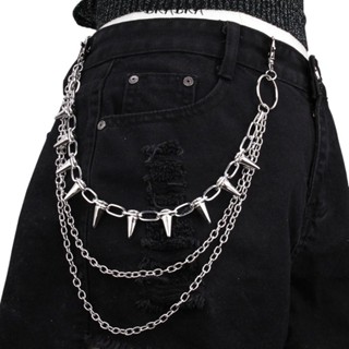 Jeans Pants Fashion Men - ユニセックス ヒップホップ パンクロック メタル ウエストチェーン パンツキーリング
