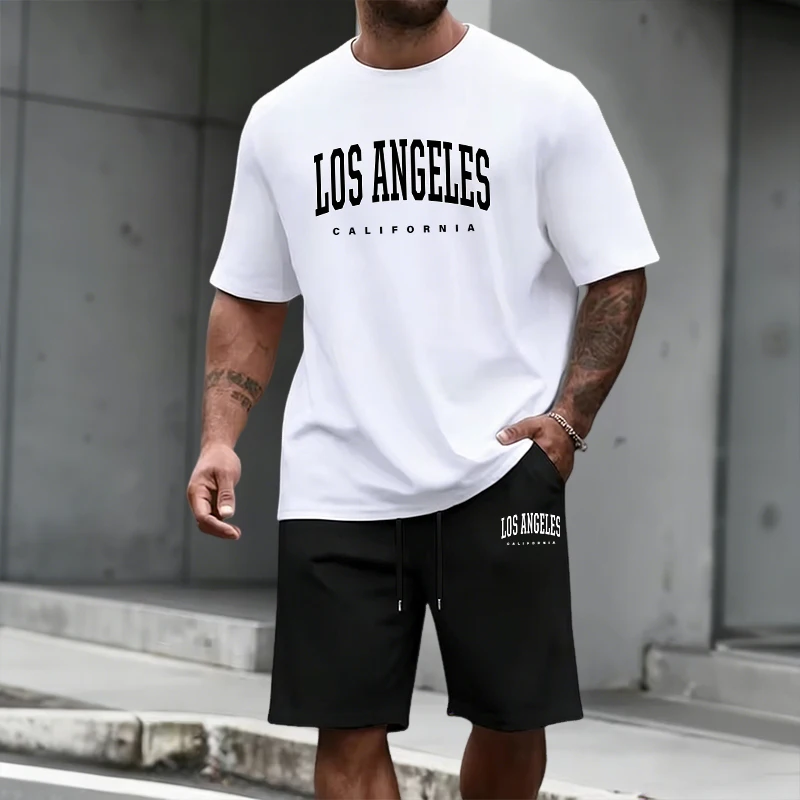 Men'S Fashion Advice - メンズトラックスーツ半袖トップスと膝丈ショーツ2026夏デイリーカジュアルファッションTシャツ衣装ホームアウトドアスポーツウェア