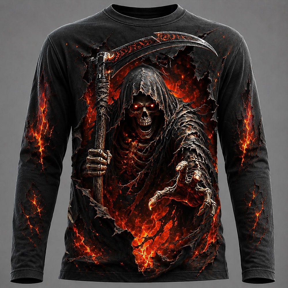 Men'S Fashion Trends 2025 - ハロウィン男性 3D グラフィックプリント長袖 Tシャツゴシックスカルプルオーバートップス秋の新しいお祝いギフト男性服トップス Tシャツ
