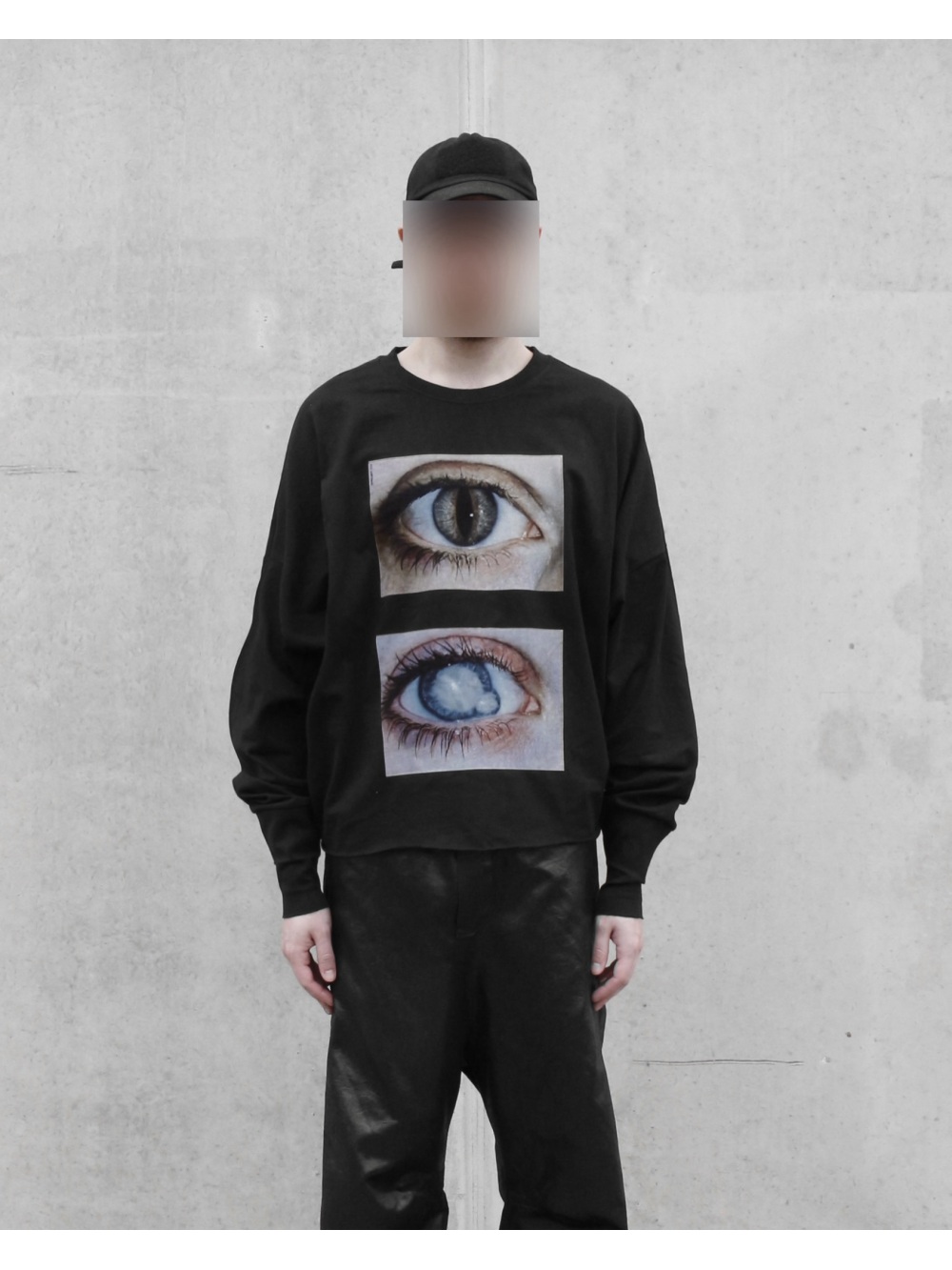 Mens Fashion Trend 2026 - 2026年新作 ダークゴシック リアリスティック ダブルアイプリント 長袖トップス パンクストリートトレンドファッション