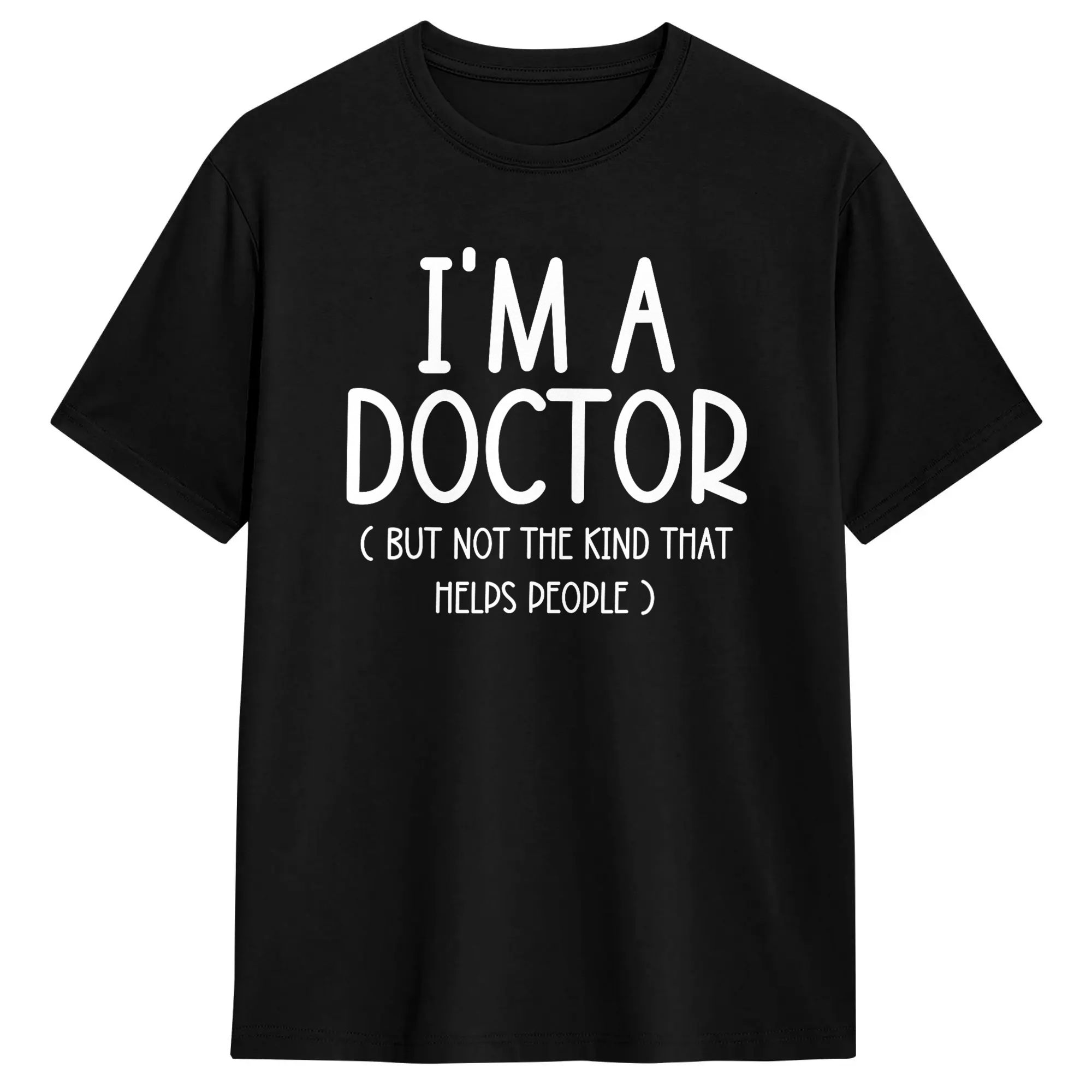 Mens Fashion Help - 私は医者ですが、人々を助けるタイプではありません。  Tシャツ夏のヴィンテージTシャツ綿ファッションTシャツメンズパターントップス用
