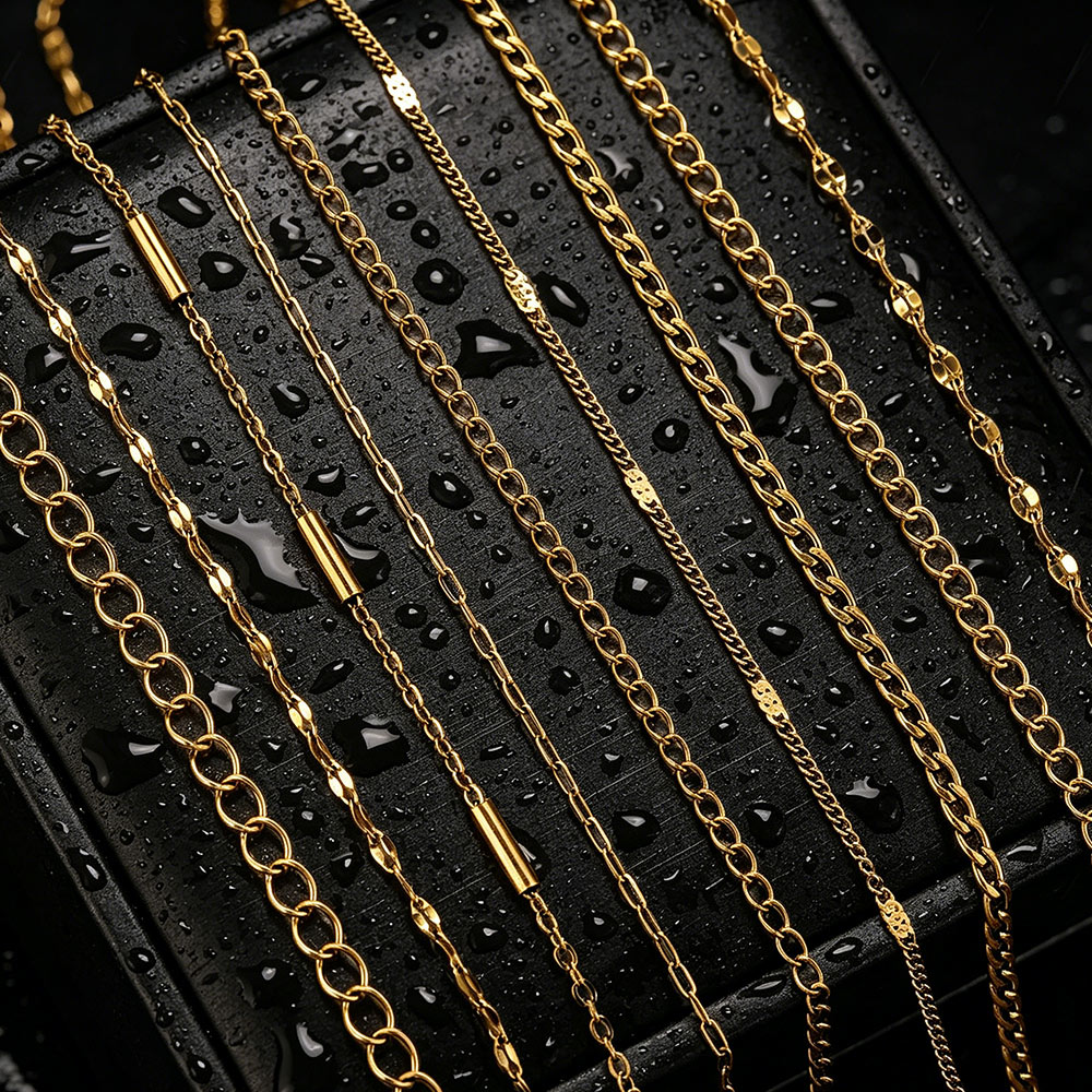 Men'S Fashion Necklaces - 2メートルステンレス鋼リップNKロングクロスチェーン、ジュエリー製作用PVD 18K DIY、女性男性用ネックレスブレスレット、バルクチェーンパーツ