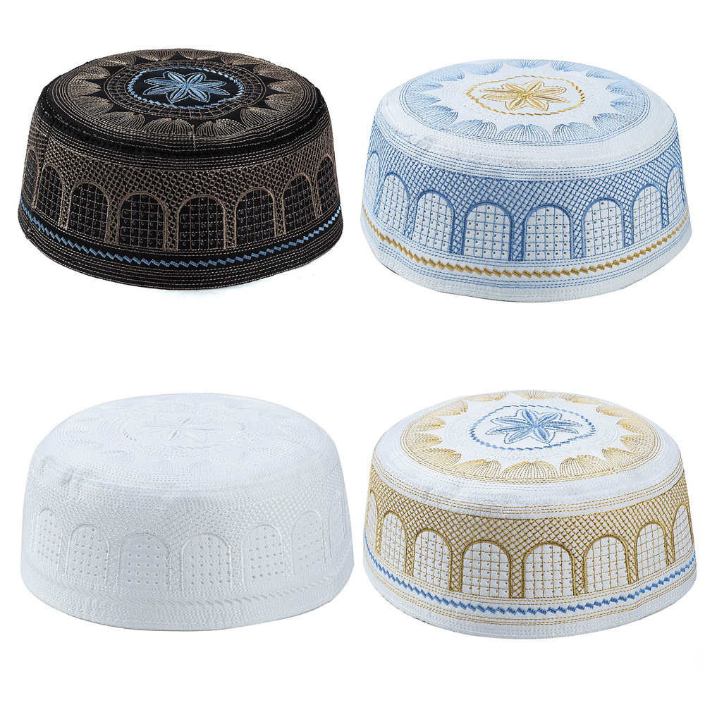Mens Fashion Caps - 男性用のイスラム教徒の祈りの帽子,刺embroidery,綿のスカーフ,サウジアラビア,イスラムの帽子,ターバン,イスラムの帽子
