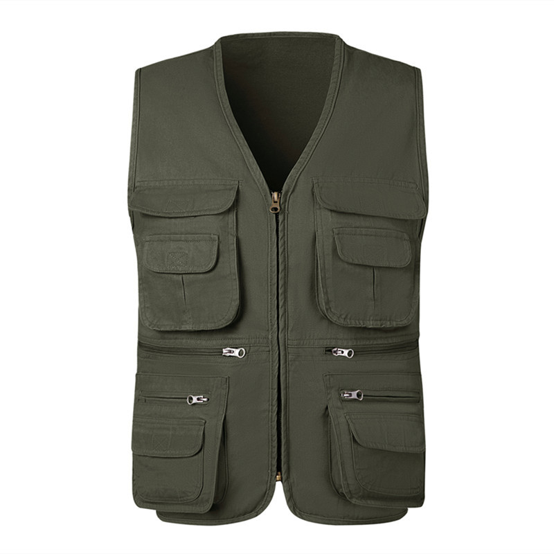 Tactical Vest Men - 夏の男性の戦術的なハイキング釣りベストマルチポケットカメラマンチョッキ屋外レジャー男性薄型カーゴジャケットベスト S-6XL