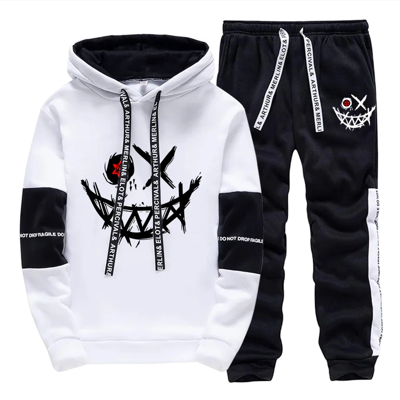 Men'S Fashion Pants - メンズセット/パーカー/パンツ 2026年秋 デイリーカジュアルファッション フード付きスウェットシャツとジョガーパンツ アーバン トレンディ