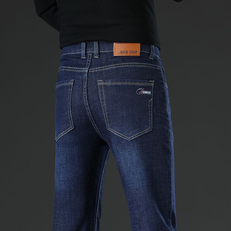 Men'S Fashion Grey Jeans - 新しいストレートメンズファッショングレーブラックブルージーンズ男性ビジネスカジュアルスリムストレッチジーンズクラシックデニムパンツズボンサイズ 30-40