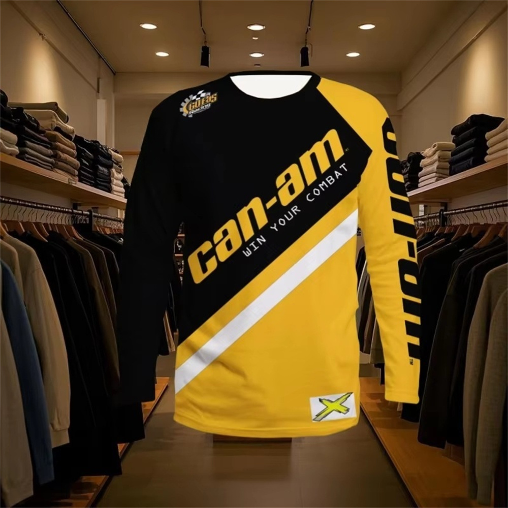 Men'S Fashion Trends 2025 - バイクレース用長袖ラウンドネックTシャツ、男女兼用、ファッショナブルなCan Amチーム長袖Tシャツ、スポーツメンズウェア