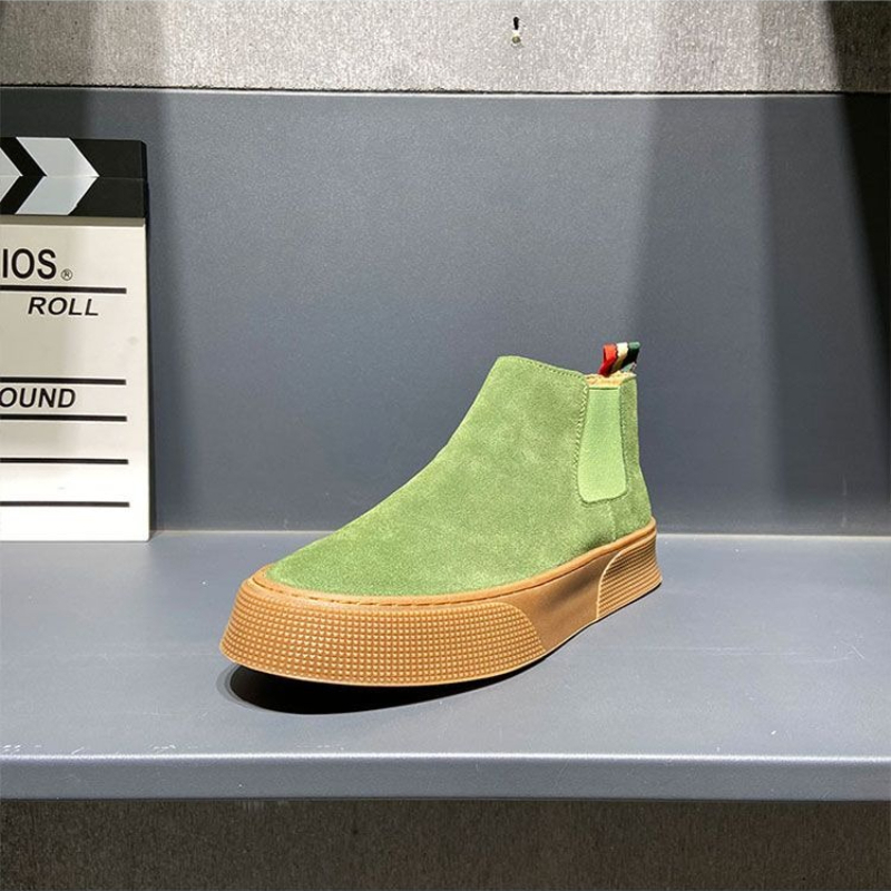Men Fashion Korean Style - 2026秋冬メンズチェルシーブーツ スリップオン PUレザー ハイカット アンクルブーツ 韓国ファッション