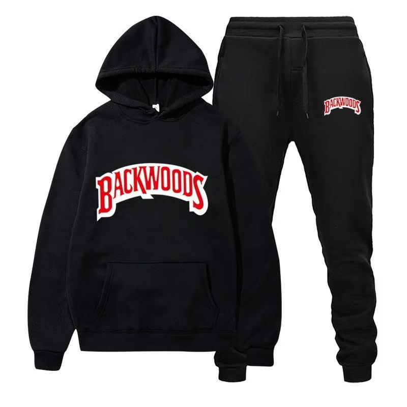 Men'S Fashion Pants - 2026年冬用フーディセット メンズファッション フリース レッドフーディ ブラックブランドパンツ カジュアルジョガースーツ