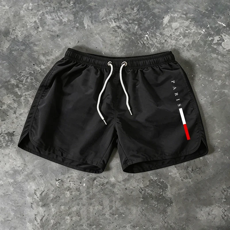 Paris Men'S Fashion - 新着男性ボードショーツパリプリント夏ビーチカジュアルファッションサーフィンショーツジムフィットネスランニングサイクリングショーツ9色
