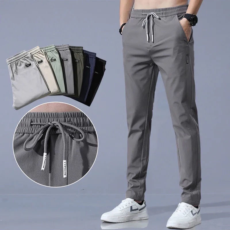 Chino Pants Men - メンズカジュアルチノパンツ,伸縮性のあるコットンパンツ,ブラックカーキ,トレンディ