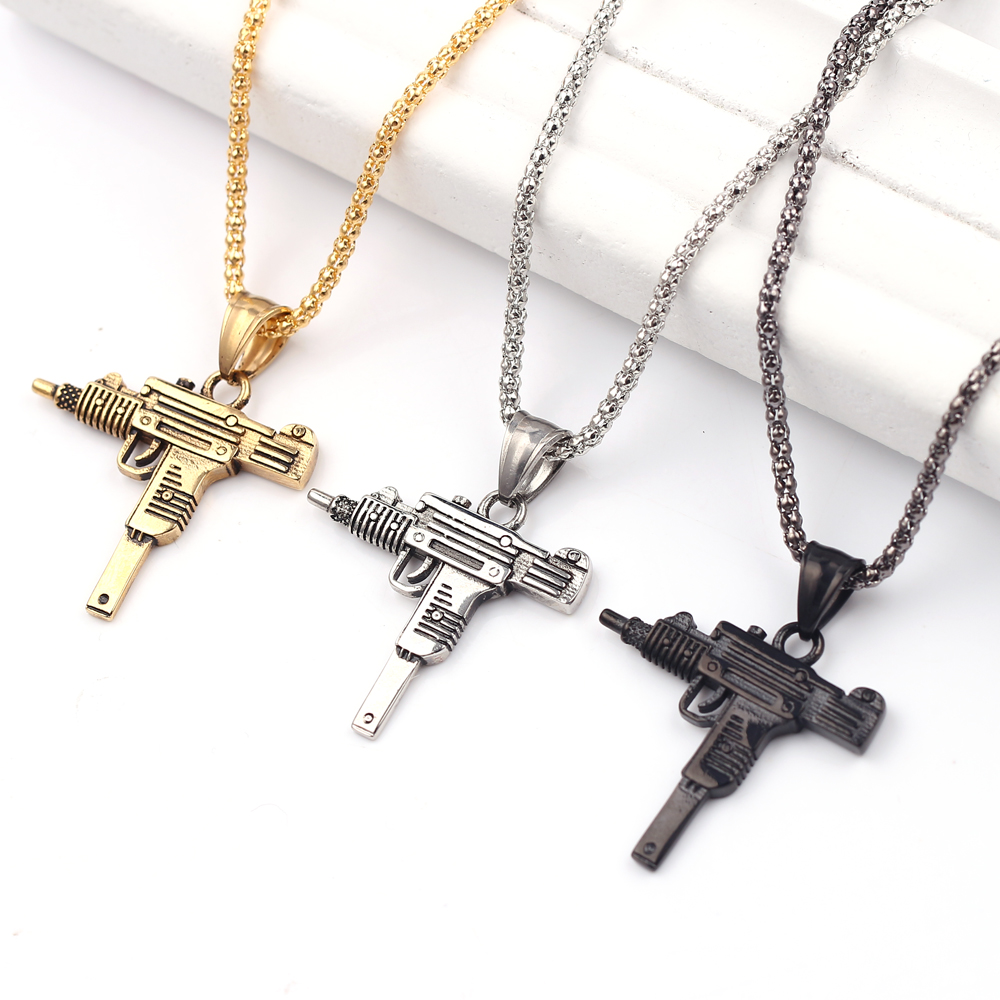 パンク・ウジ・ピストル・マシンガン・ネックレス・ペンダント  - Men'S Fashion Necklaces のレビューと価格