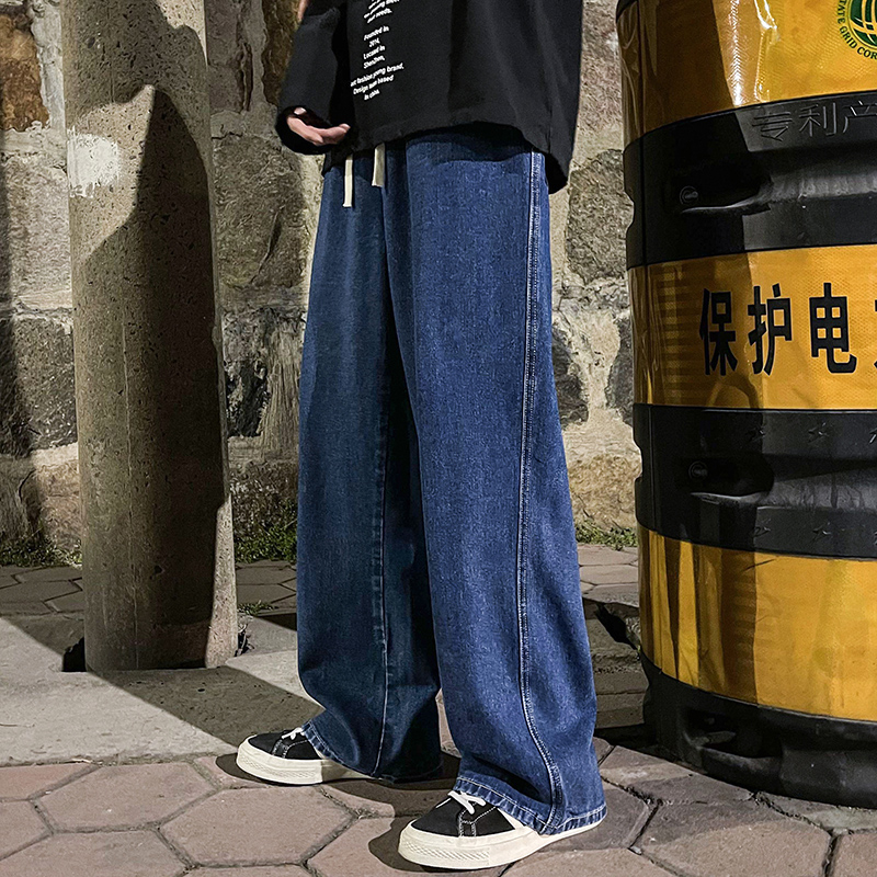 韓国ファッションメンズだぶだぶのジーンズ弾性ウエストクラシッ - Men'S Fashion Grey Jeans のレビューと価格