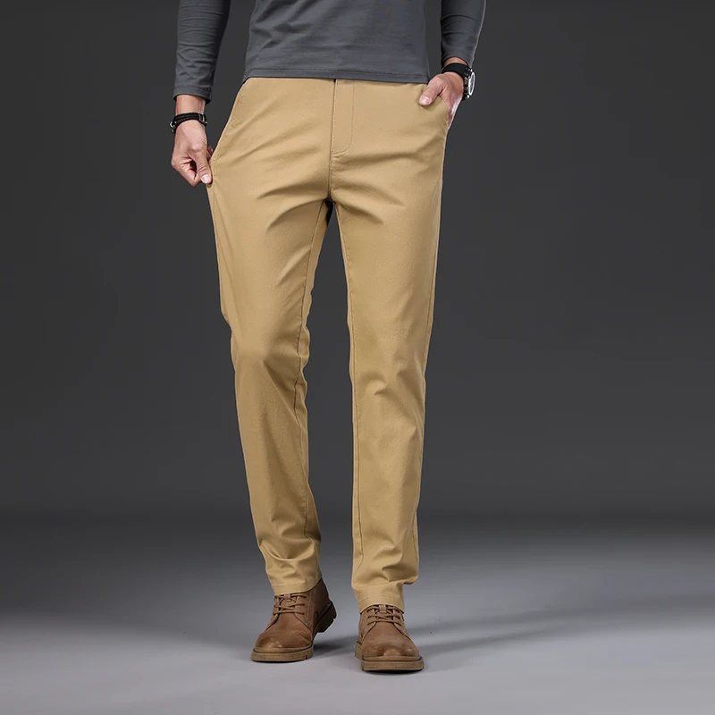 良質97％コットンメンズカジュアルパンツ伸縮性ハイウエストス - Chino Pants Men のレビューと価格