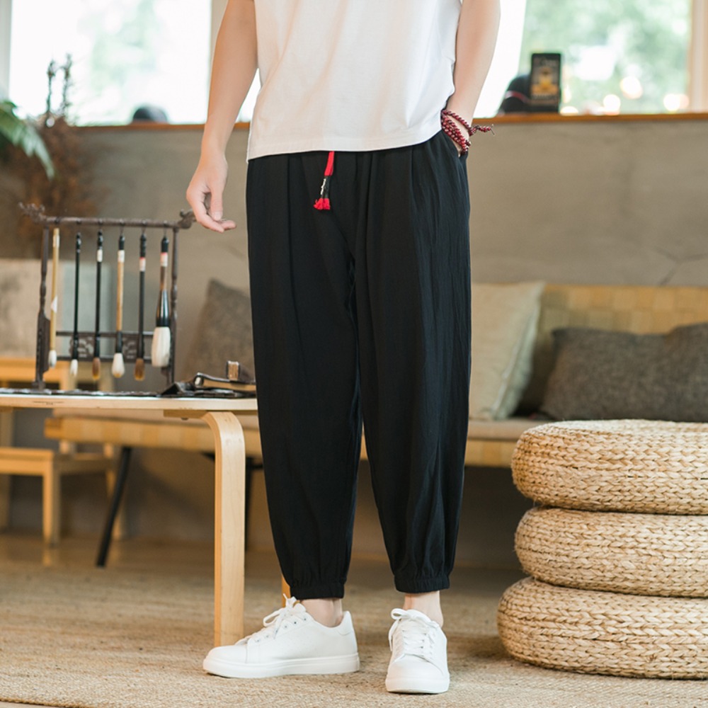 メンズ綿とリネンハーレムパンツカジュアルルーズオーバーサイズ - Chino Pants Men のレビューと価格