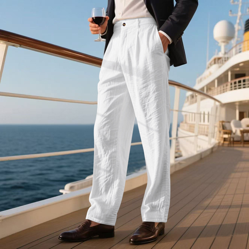 メンズハイウエストプリーツドレスパンツストレートレッグルーズ - Chino Pants Men のレビューと価格