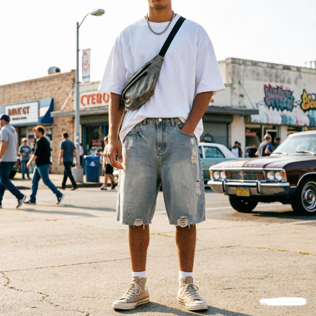 夏のメンズカジュアルジーンズショートパンツルーズミッドハイウ - Jeans Pants Fashion Men のレビューと価格