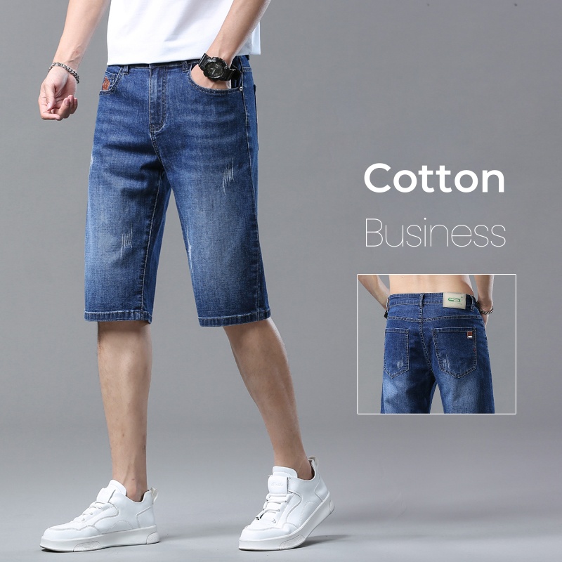 メンズショーツ夏ストレートデニムショーツブルービジネスファッ - Jeans Pants Fashion Men のレビューと価格