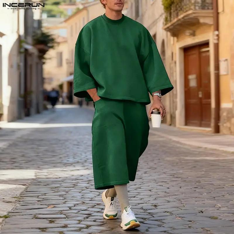 INCERUN メンズセット ソリッドカラー バギー 3/4 - Men'S Fashion Pants のレビューと価格