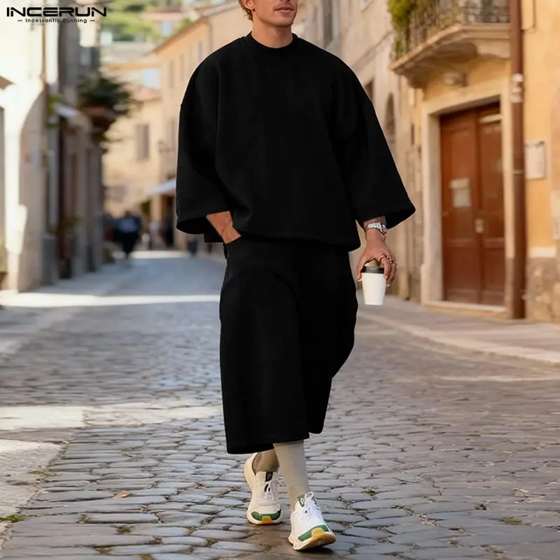 INCERUN メンズセット ソリッドカラー バギー 3/4 - Men'S Fashion Pants のレビューと価格