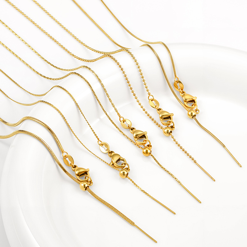 チタン鋼ユニバーサル調整可能チェーンDIYジュエリービーズペ - Men'S Fashion Necklaces のレビューと価格