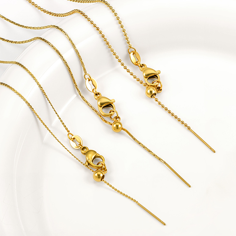 チタン鋼ユニバーサル調整可能チェーンDIYジュエリービーズペ - Men'S Fashion Necklaces のレビューと価格