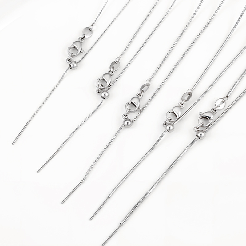 チタン鋼ユニバーサル調整可能チェーンDIYジュエリービーズペ - Men'S Fashion Necklaces のレビューと価格