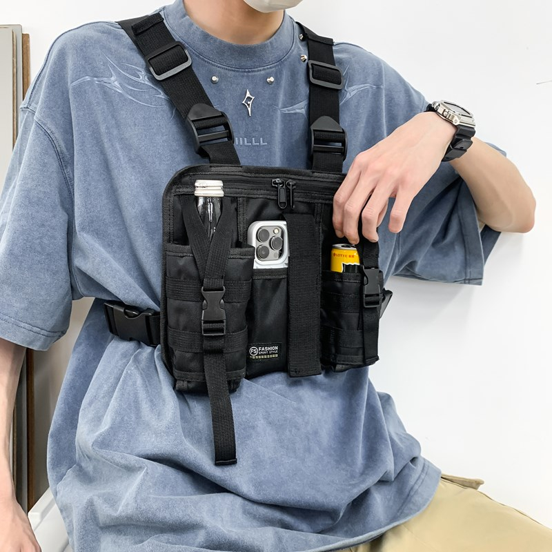 ヒップホップストリート男性チェストバッグ 2025 新トレン - Tactical Vest Men のレビューと価格