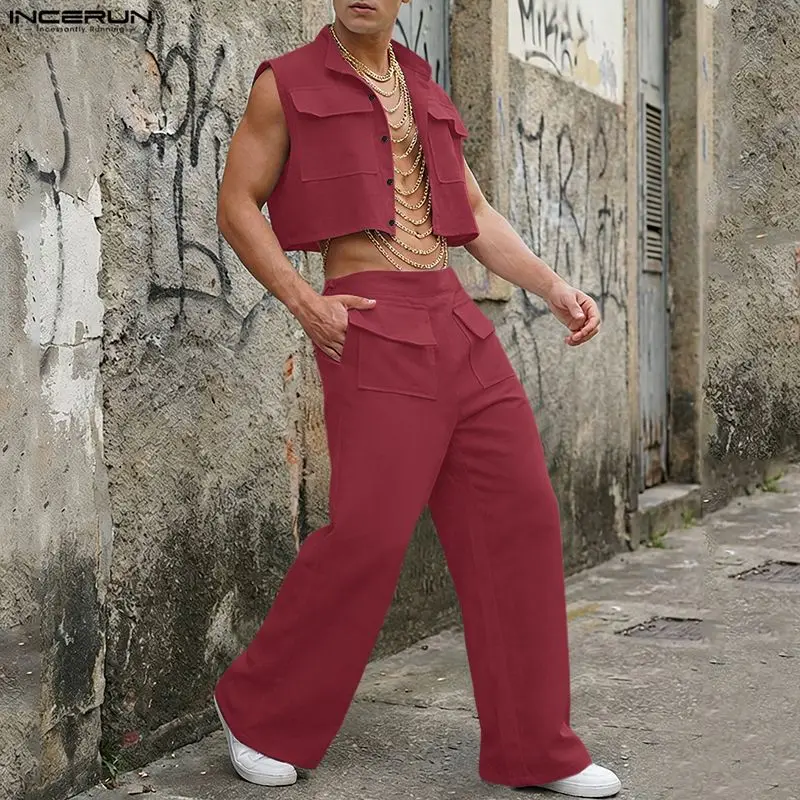 INCERUN 男性セット固体ノースリーブクロップトップスシ - Men'S Fashion Advice のレビューと価格