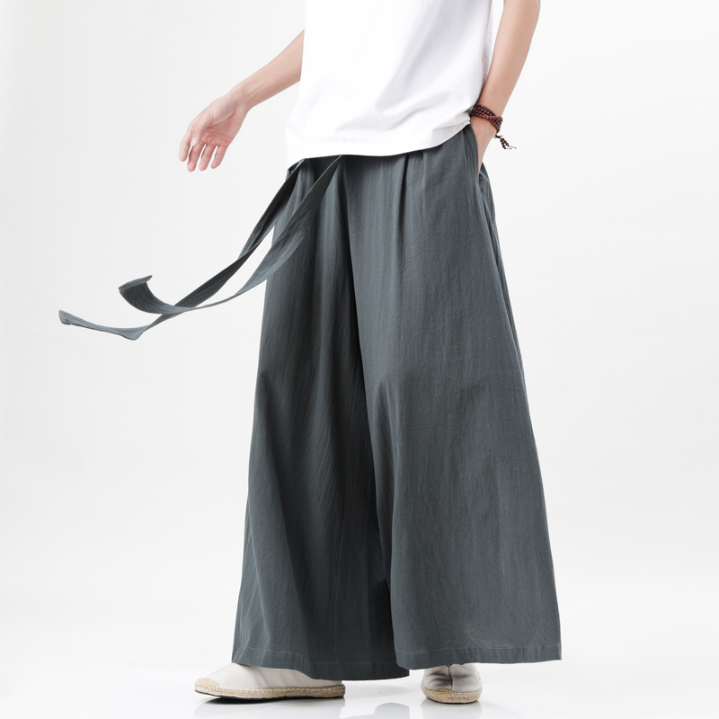2023 中国風の原宿リネンコットンリネンパンツ男日本の着物 - Chino Pants Men のレビューと価格