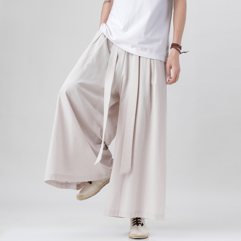 2023 中国風の原宿リネンコットンリネンパンツ男日本の着物 - Chino Pants Men のレビューと価格