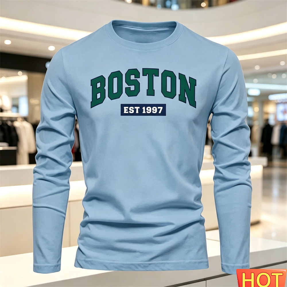 秋夏メンズ長袖 Tシャツレターパターンラウンドネック Tシャ - Men'S Fashion Advice のレビューと価格