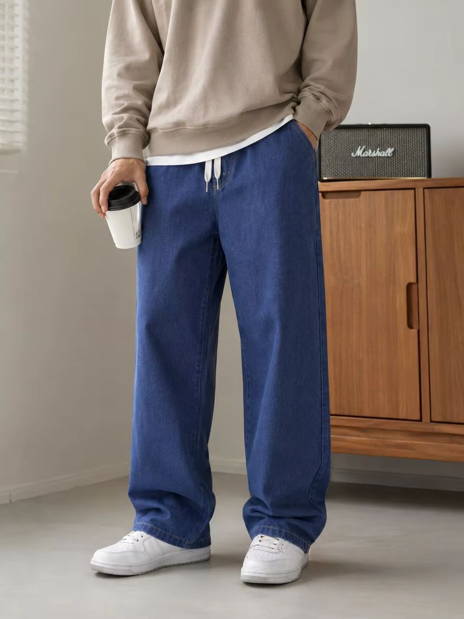 メンズバギーストレートジーンズ秋冬ファッションストリートウェ - Men'S Fashion Grey Jeans のレビューと価格
