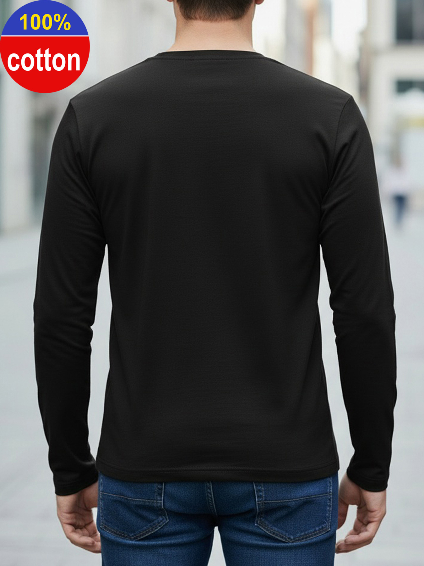 100% ピュアコットンメンズ長袖ラウンドネックルーズオート - Men'S Fashion Trends 2025 のレビューと価格
