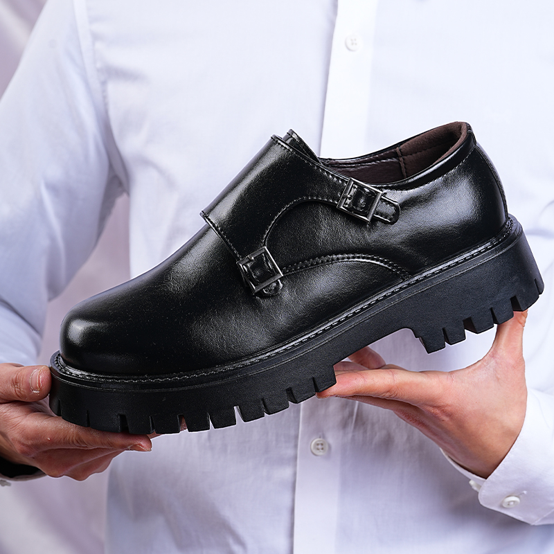 メンズ韓国風厚底モンクシューズファッションダブルバックルエレ - Men Fashion Korean Style のレビューと価格
