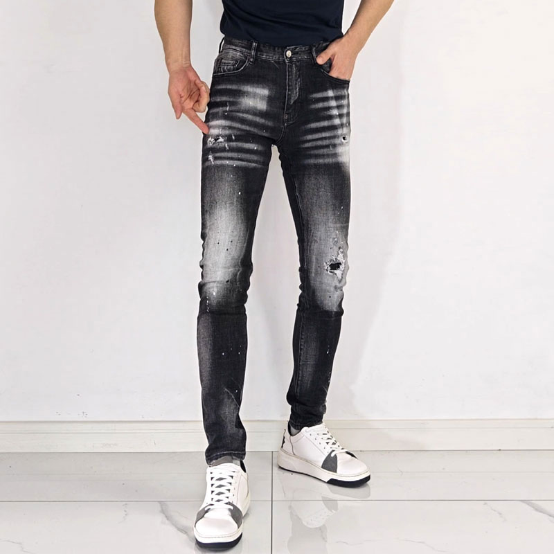 メンズハイストリートヒップホップグラフィティスクラッチウォッ - Men'S Fashion Grey Jeans のレビューと価格