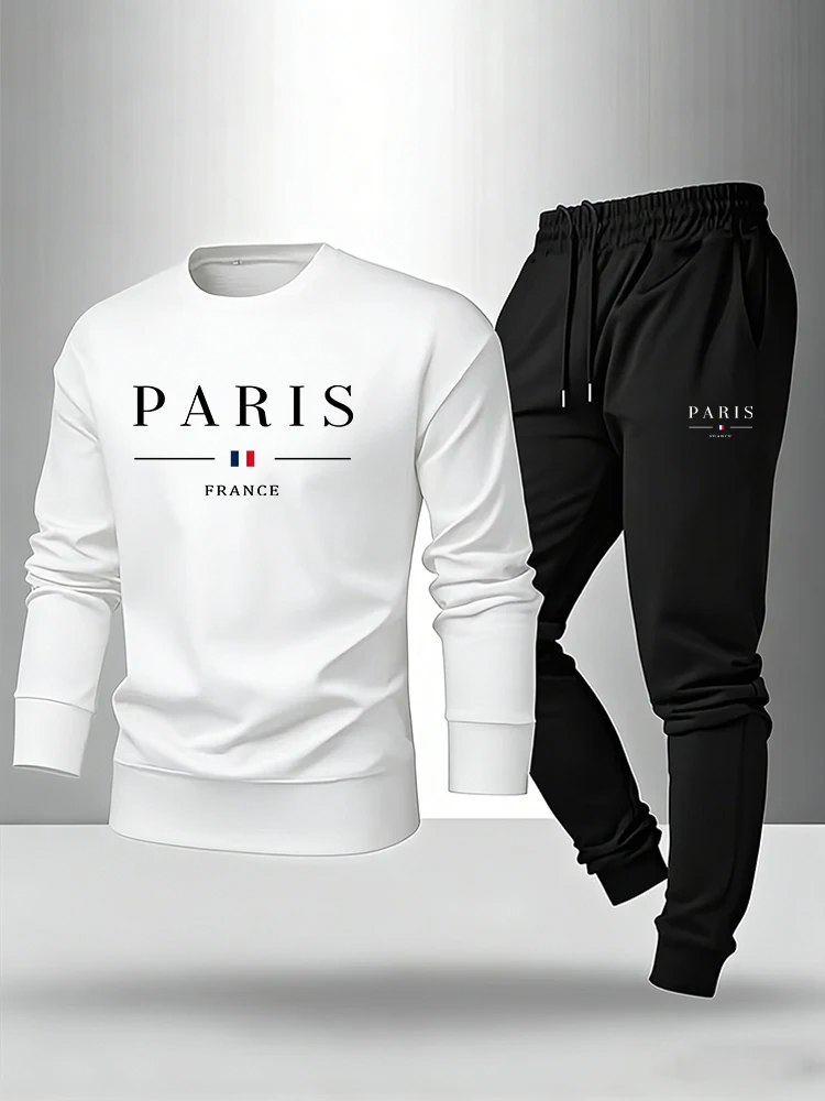 パリプリントメンズセットプルオーバー＆スウェットパンツ秋カジ - Paris Men'S Fashion のレビューと価格