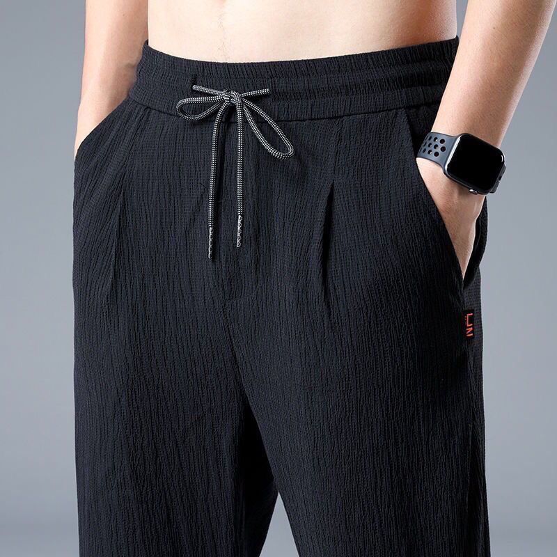 夏のアイスシルクマンジョガーリネンパンツカジュアルワイド夏の - Chino Pants Men のレビューと価格