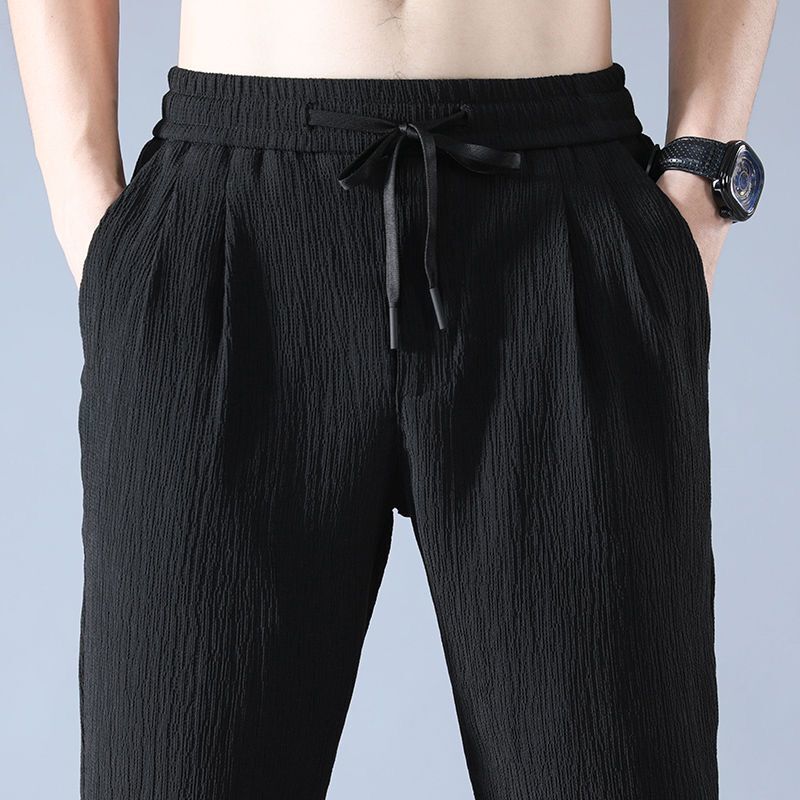 夏のアイスシルクマンジョガーリネンパンツカジュアルワイド夏の - Chino Pants Men のレビューと価格