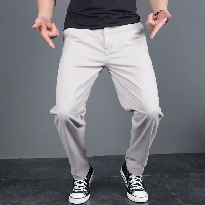 新メンズ春秋のソリッドカジュアルパンツコットンスリムフィット - Chino Pants Men のレビューと価格
