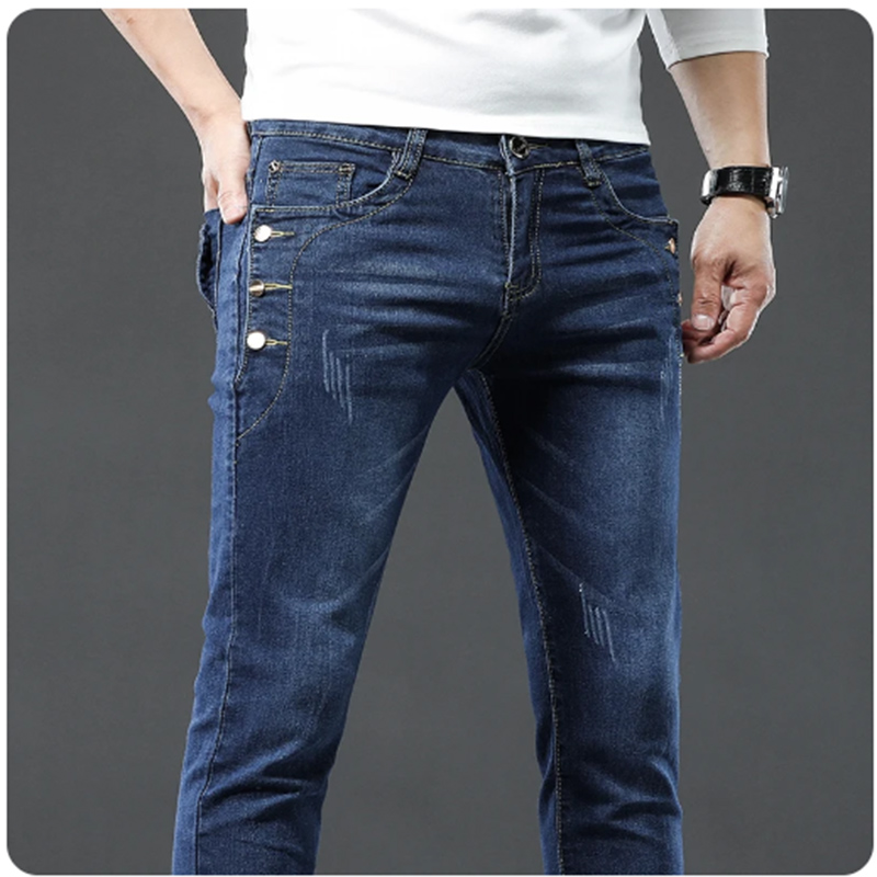 メンズクラシックスリムヴィンテージデザイナージーンズ、スノー - Men'S Fashion Grey Jeans のレビューと価格
