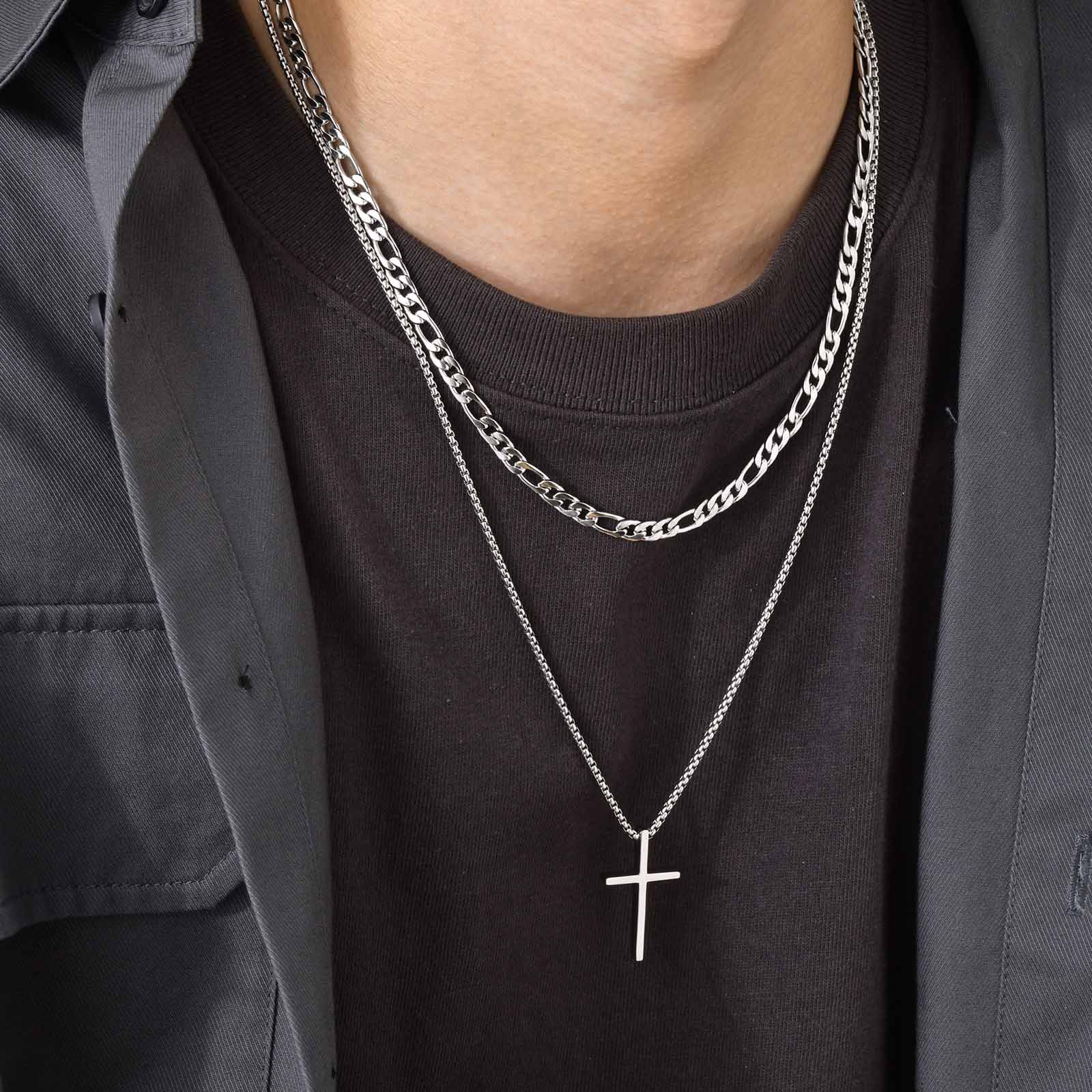 トレンディなクロスネックレス、メンズボーイズ、シンプルなステ - Mens Fashion In The 50S のレビューと価格