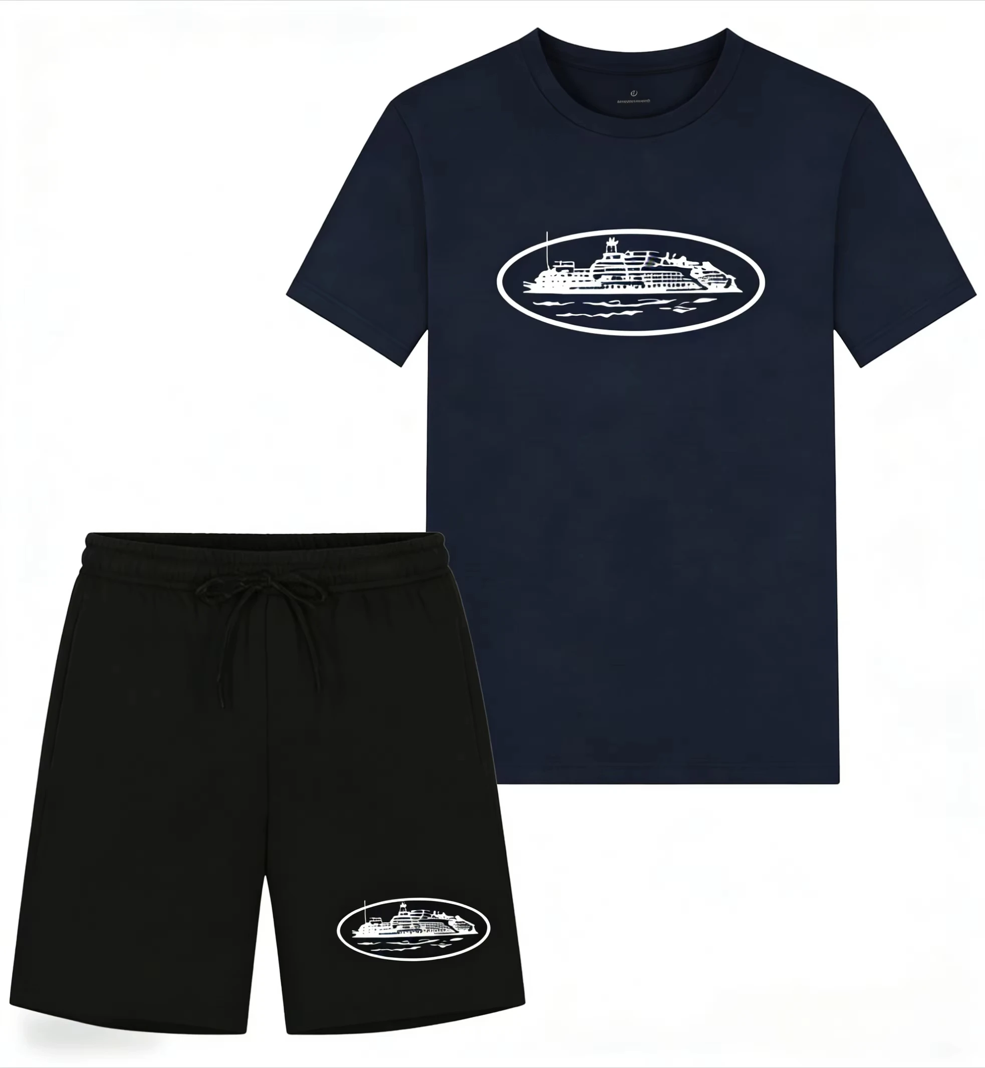 2026年夏新作 小型ボートプリント ツーピースTシャツ＆シ - Men'S Fashion Advice のレビューと価格