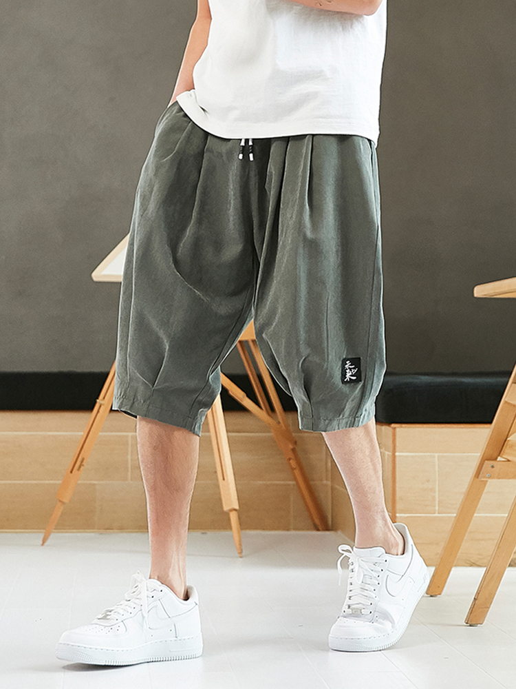 プラスサイズの夏のハーレムパンツ男性ショートジョガー中国風ふ - Chino Pants Men のレビューと価格