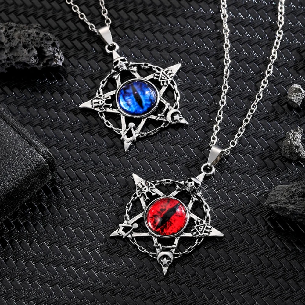 五芒星型のデビルズアイペンダントネックレス、男女兼用、レトロ - Men'S Fashion Necklaces のレビューと価格