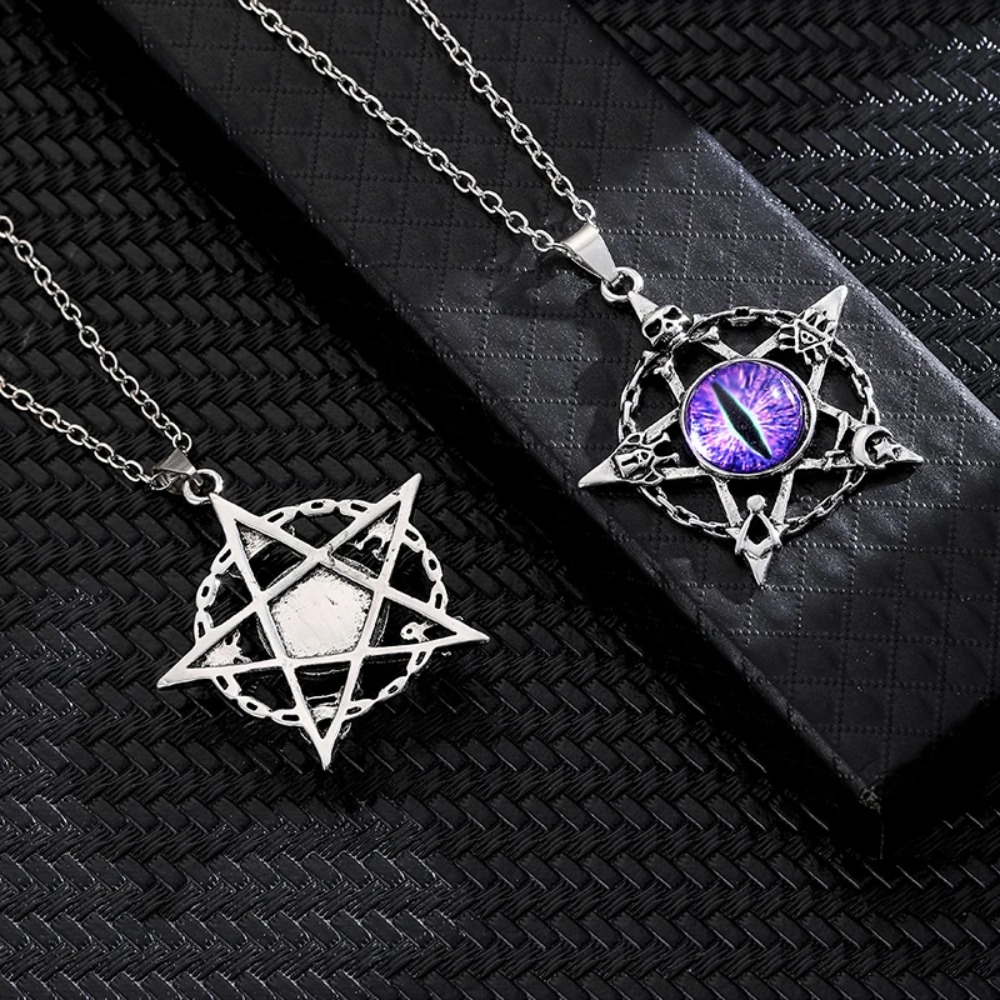 五芒星型のデビルズアイペンダントネックレス、男女兼用、レトロ - Men'S Fashion Necklaces のレビューと価格