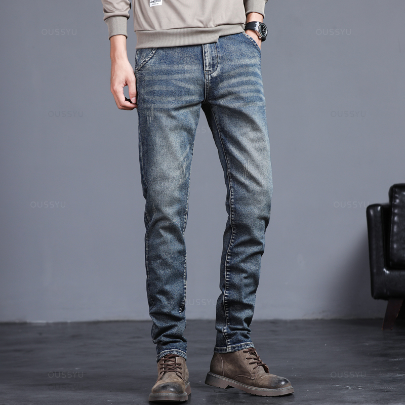 秋冬綿メンズクラシックファッショングレージーンズカジュアルス - Men'S Fashion Grey Jeans のレビューと価格
