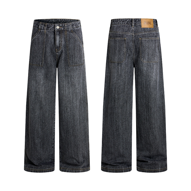 ヴィンテージ風ニューファッションメンズルーズストレートワイド - Men'S Fashion Grey Jeans のレビューと価格