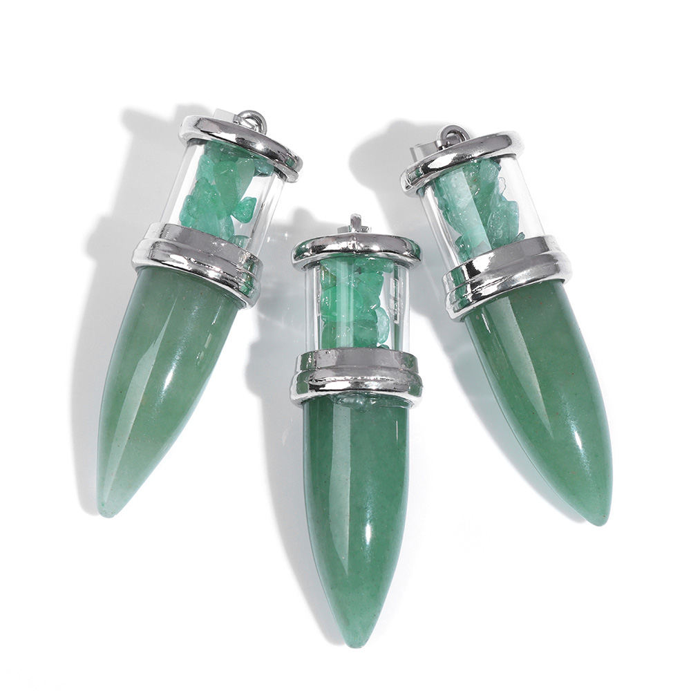 男性と女性のための弾丸の形をしたペンダント、天然石英翡翠、石 - Men'S Fashion Necklaces のレビューと価格