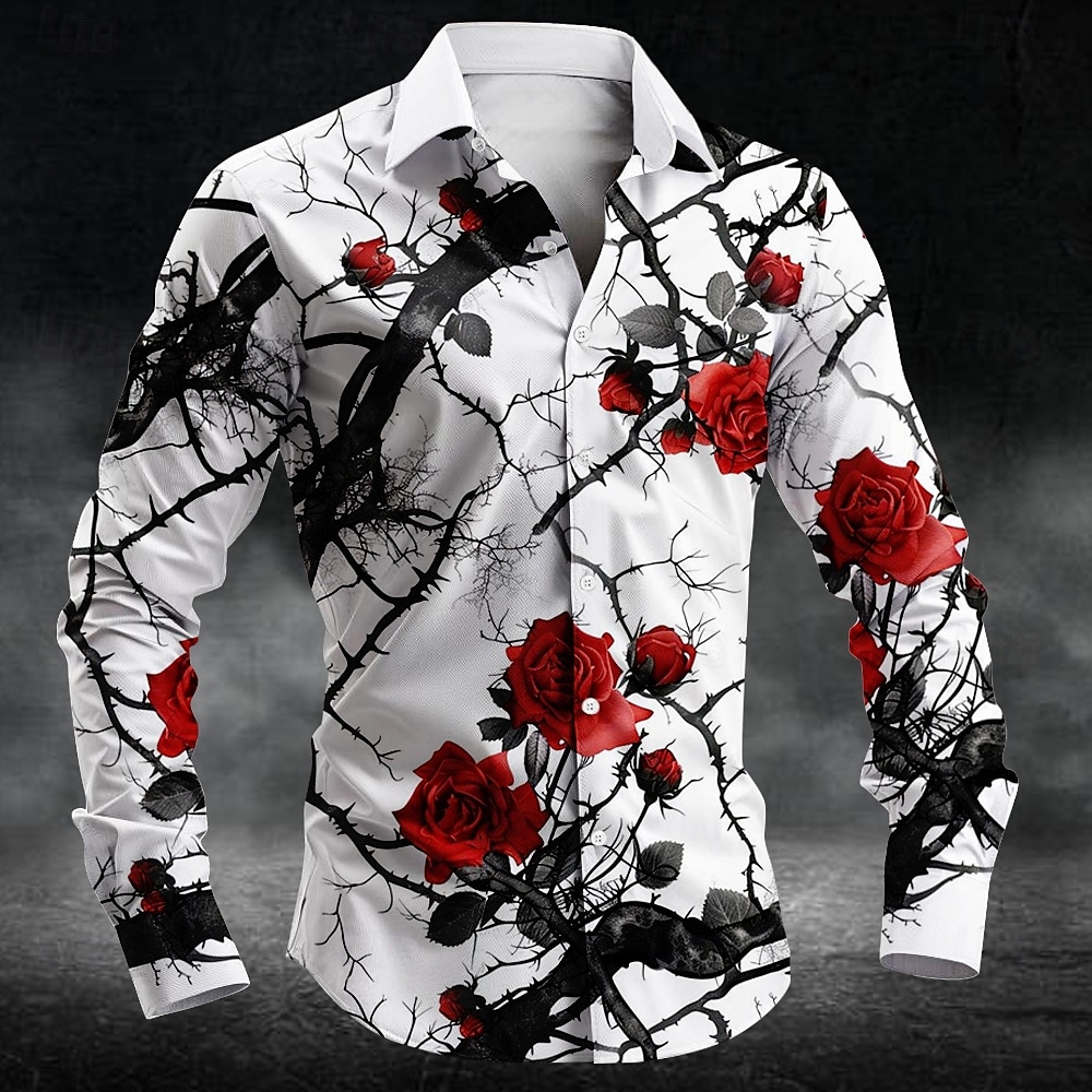ファッション梅の花柄 3d プリント男性長袖シャツアートシャ - Men'S Fashion Advice のレビューと価格